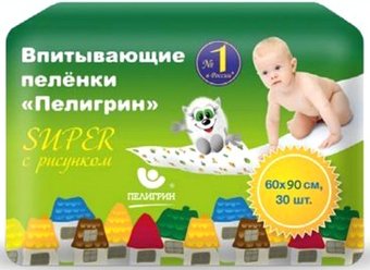 Пеленка одноразовая Пелигрин Super 60x90 (30 шт)