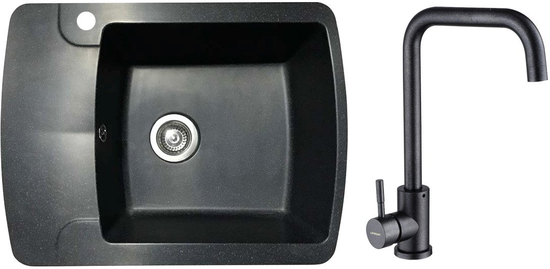 

Кухонная мойка БелЭворс Flexi R + смеситель W4998-4-25 (оникс черный)