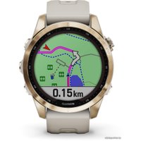 Умные часы Garmin Fenix 7S Sapphire Solar (кремово-золотой титан/песочный)