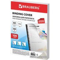 Пластиковая обложка для переплета BRAUBERG A4 300 мкм 100 шт 530939 (прозрачный/белый)