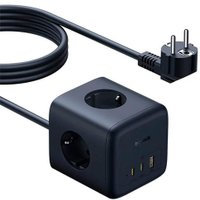 Удлинитель Baseus EnerFill FA11 Cube Power Strip 3AC+1U+2C 67W EU E00082100123-00 (1.5 м, черный)