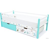 Кровать-тахта Бельмарко Svogen 1355 160x70 (мятный/белый, динозаврики)