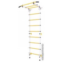 Шведская стенка SportHome с фиксированным турником (белый/желтый)