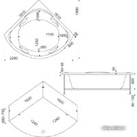 Ванна BAS Ривьера 161x161