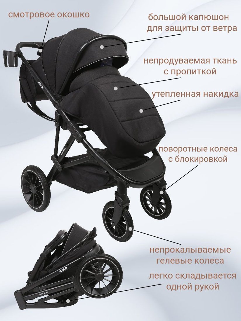 

Коляска прогулочная «книга» Chiccolino Gold (black)