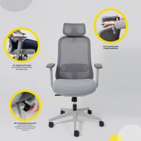 Офисное кресло AksHome Gem (сетка/ткань, серый/белый полиамид) в Солигорске