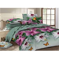 1.5-спальный комплект постельного белья Amore Mio Мако-сатин Bell Микрофибра 1.5сп 92988 (зеленый/розовый)