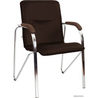 Офисный стул Белс Самба Chrome V 451375/V3 (кожзам темно-коричневый/темный орех)