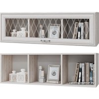 Полка MLK Николь навесная с 1 стекл. дверкой 1100 (ясень анкор светлый)