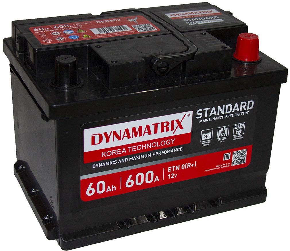 

Автомобильный аккумулятор Dynamatrix Standard R+ 600A (60 А·ч)