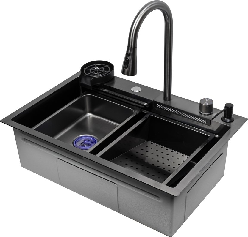 

Кухонная мойка ARFEKA ECO AR 680*450 Black PVD Nano