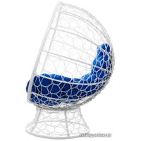 Кресло M-Group Кокос на подставке 11590110 (белый ротанг/синяя подушка)