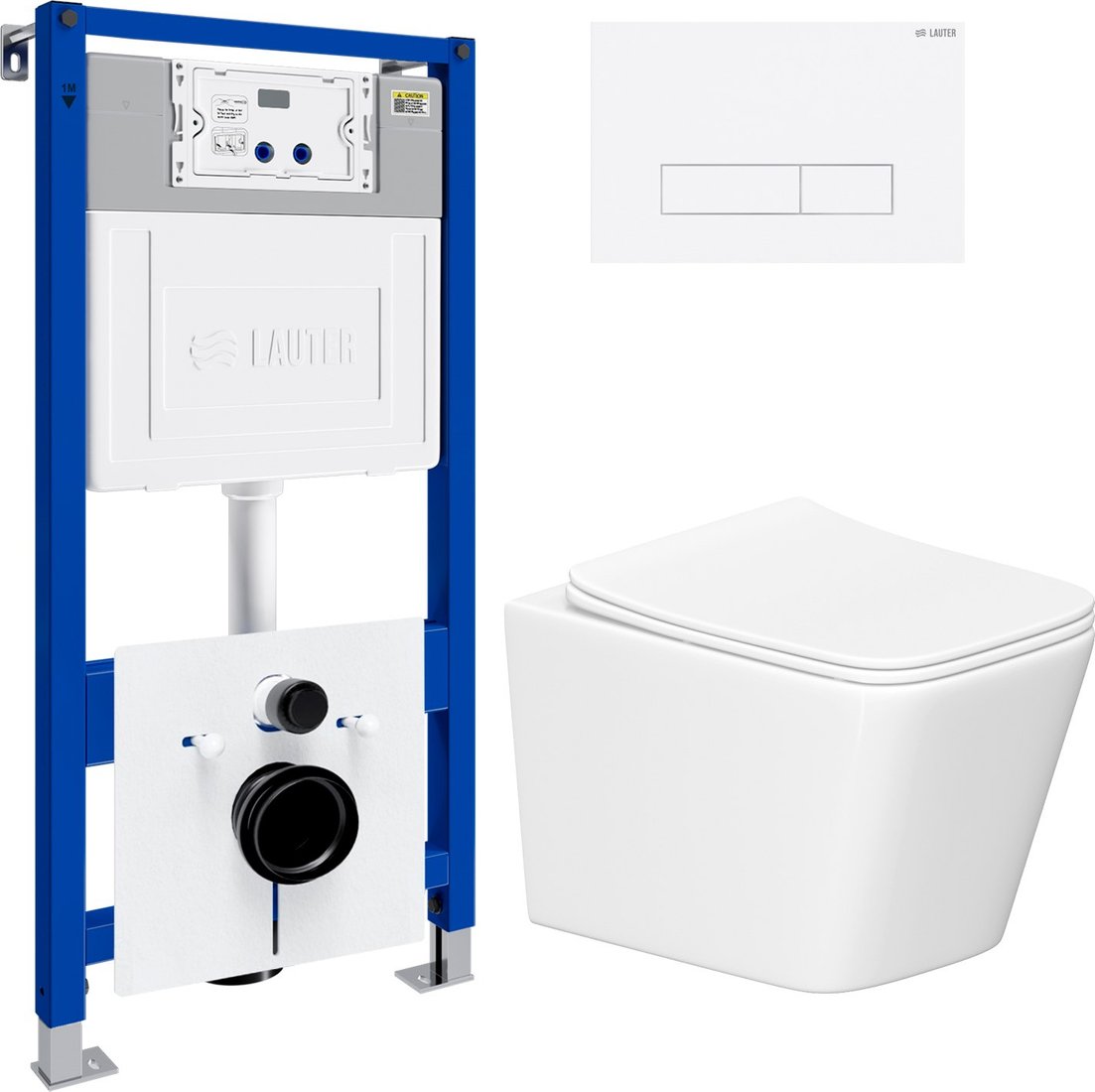 

Унитаз подвесной Lauter Square 214903 с кнопкой 219702HD (узкая, белый)