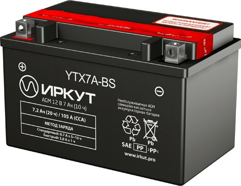 

Мотоциклетный аккумулятор Иркут YTX7A-BS (7 А·ч)