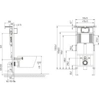 Инсталляция для унитаза Cersanit Aqua 50 Prime P 68178 с кнопкой Accento Circle для Aqua 69083 (кнопка золото глянец)