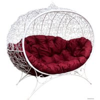 Садовый диван M-Group Улей на ножках 11220102 (белый ротанг/бордовая подушка)