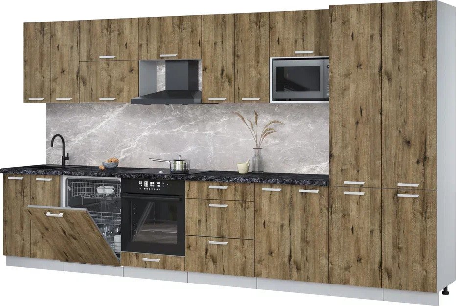 

Готовая кухня Интерлиния Мила Лайт 3.8-ПМ2 (дуб веллингтон/дуб веллингтон/кастилло темный)