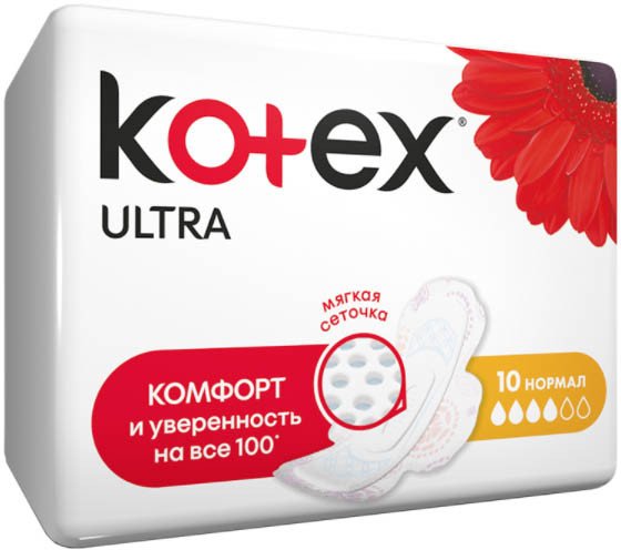 

Прокладки гигиенические Kotex Ultra Normal ультратонкие с крылышками поверхность сеточка (40 шт)