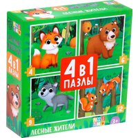 Развивающая игра Puzzle Time Лесные жители 4 в 1 5411907