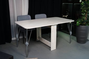 Stoloff Мечта 1600x850 (сосна лофт, опоры складные, углы закругленные с роликами и ручками)