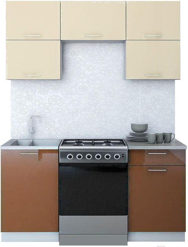 

Готовая кухня Интерлиния Мила Gloss 60-16 (ваниль/шоколад)
