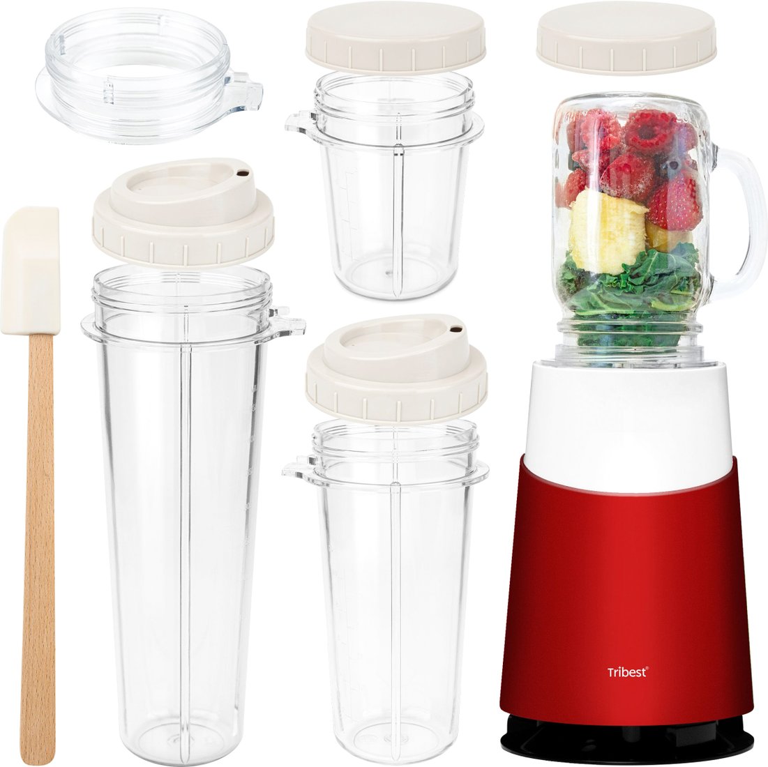 

Стационарный блендер Tribest Personal Blender II Mason Jar Ready PB-430 (красный)
