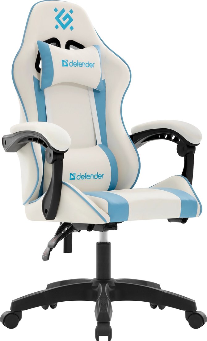 Игровое (геймерское) кресло Defender Legas (белый/голубой)