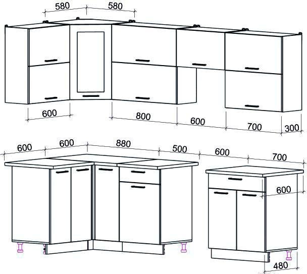 

Готовая кухня Интерлиния Мила Gloss 60-12x27 (красный/черный глянец)