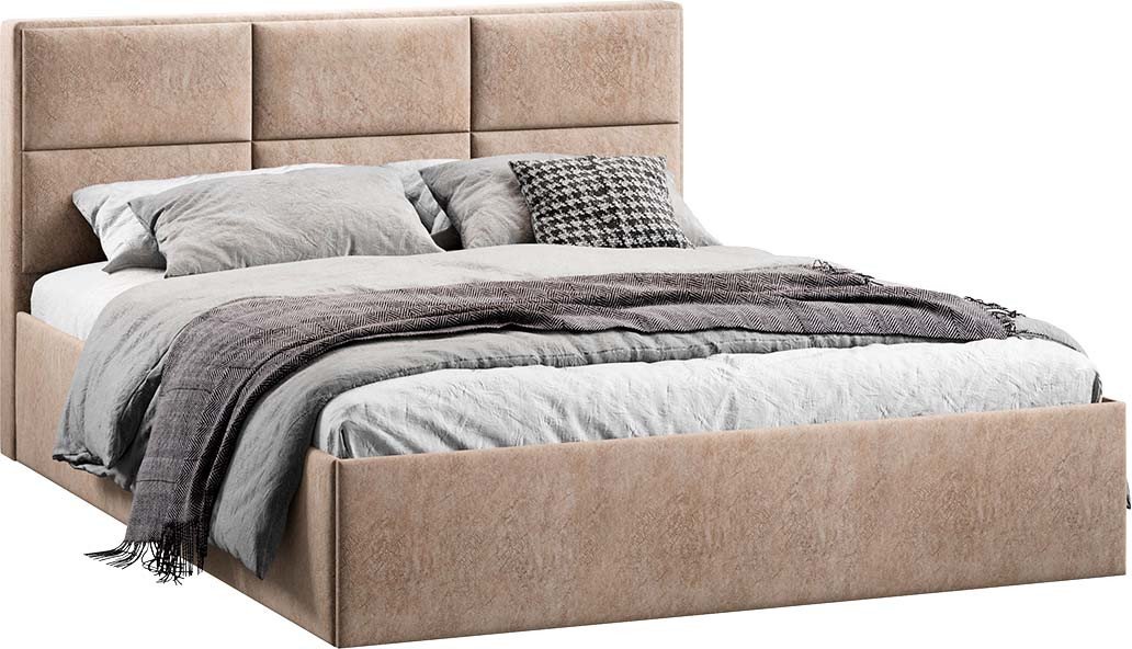 

Кровать Трия Стелла Тип 1 c ПМ и заглушиной 160x200 (микровелюр Wellmart Dark Beige)