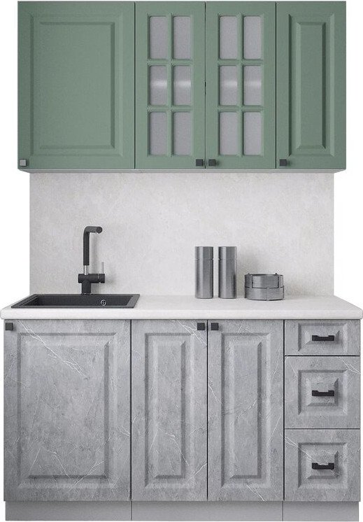 

Готовая кухня Интерлиния Мила Деко 1.4Б (керамика/мята/опал светлый)