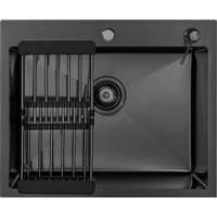 Кухонная мойка ARFEKA ECO AR мойка 600*500, коландер, дозатор BLACK DECOR MILLET GRAINS
