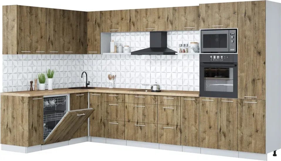 

Готовая кухня Интерлиния Мила Лайт 1.896х3.58 (дуб веллингтон/дуб веллингтон/дуб бунратти)