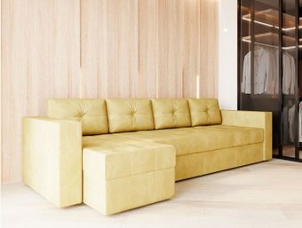 Угловой диван Настоящая мебель Константин Long (левый, н.п.б., вельвет, бежевый)