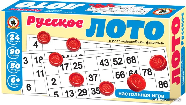 Настольная игра Русский стиль Лото русское с пластмассовыми фишками