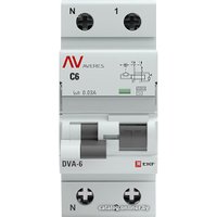 Дифференциальный автомат EKF Averes DVA-6 2P 6А 30мА(C)6кА тип AC rcbo6-1pn-6C-30-ac-av