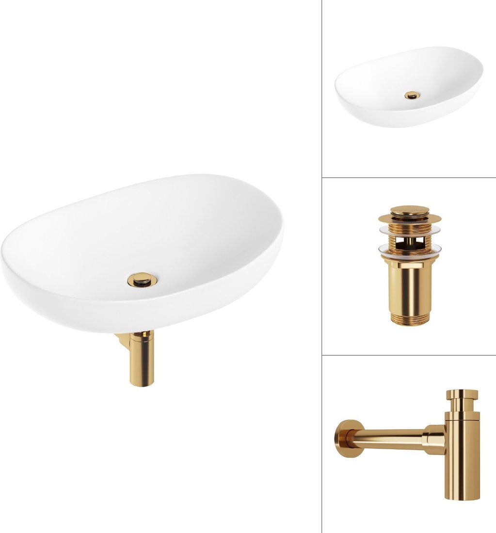 

Умывальник Lauter 21502 + клапан 21190G + сифон 21635G (золото)