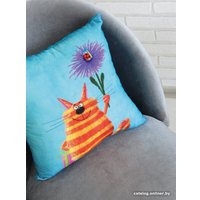 Декоративная подушка Lanatex Кис 0348 22301 (35x35x14см, оранжевый/бирюзовый)