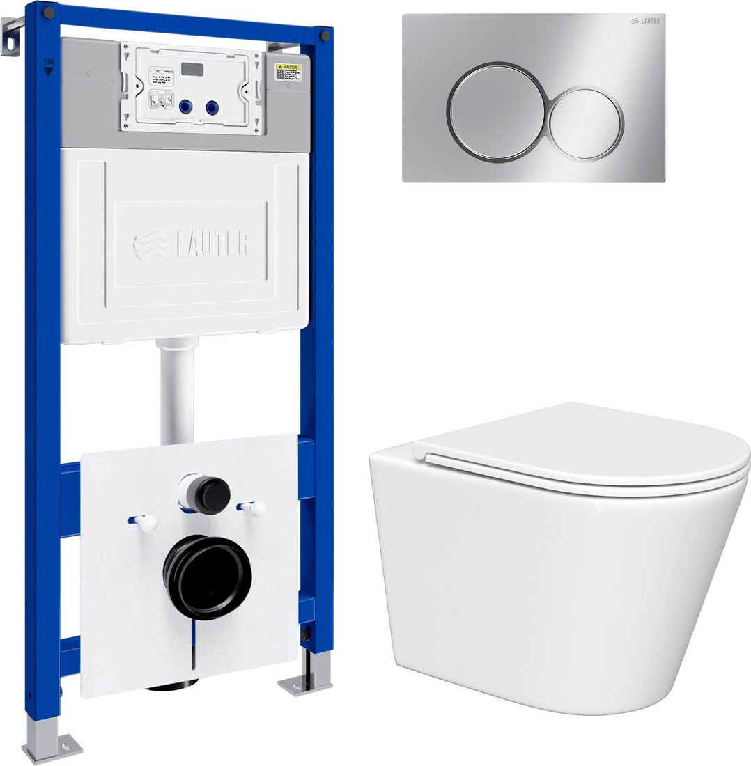 

Унитаз подвесной Lauter Longer 2110822 с кнопкой 219701E (круглая, хром)