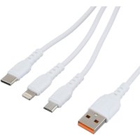 Кабель GoPower 00-00022794 USB Type-A - USB Type-C/microUSB/Lightning (1 м, белый)