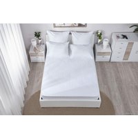 2-спальный комплект постельного белья с евро простыней Loon Stripe (2-спальный евро, наволочки 50х70, белый)