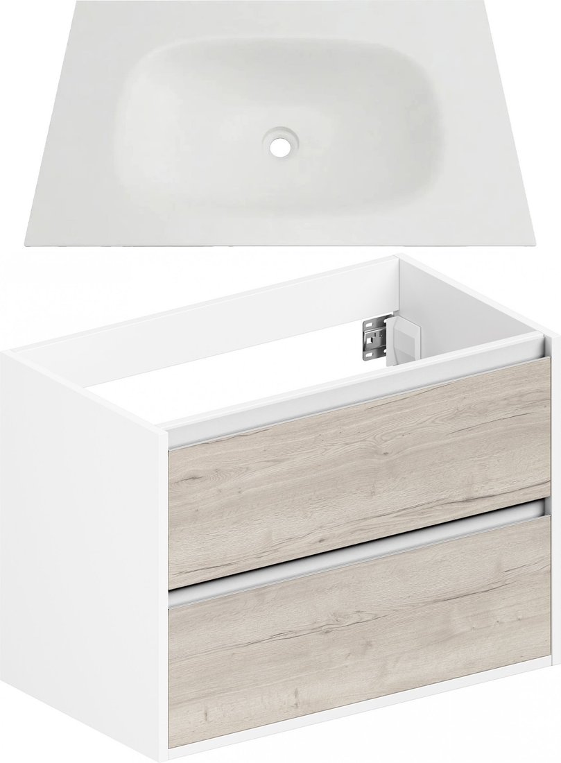 ЗОВ Тумба с умывальником Парма 70 P70LWP0MWHMC1A + Oliveeka Flow F70WF (белый/белый галифакс)