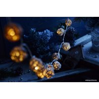 Новогодняя гирлянда Огоньки Клубочки ротанг 126 10Led 2.5 м (белый теплый)