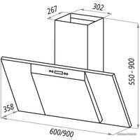 Кухонная вытяжка MAUNFELD Gloria 90 (нержавеющая сталь/черное стекло)
