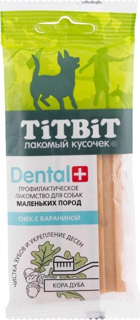 

Лакомство для собак TiTBiT Dental+ Снек с ягненком и экстрактом коры дуба 50 г