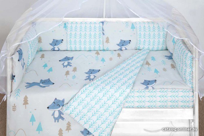 Бампер Amarobaby В лесу (12 подушек, серый)