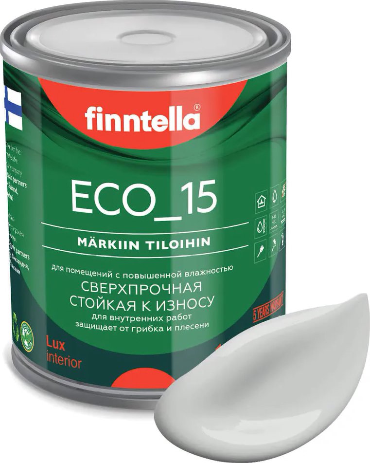 

Краска Finntella Eco 15 Tuhka F-10-1-1-FL063 0.9 л (светло-серый)
