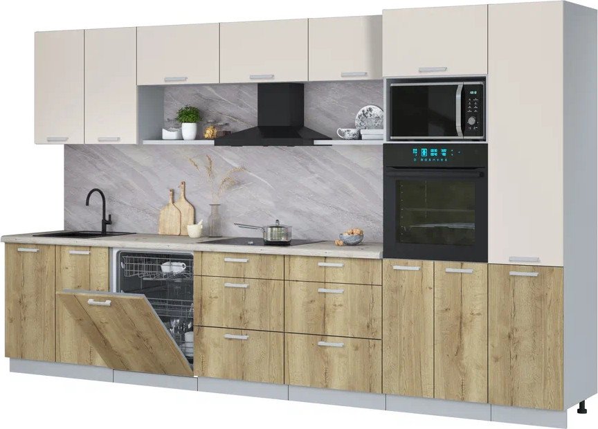 

Готовая кухня Интерлиния Мила Лайт 3.6-ПМ1 (персидский жемчуг/дуб золотой/бискайская сосна)