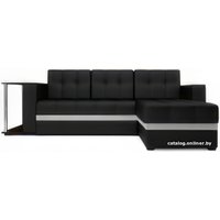 Угловой диван Мебель-АРС Атланта (экокожа черный, с полоской)