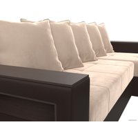 Угловой диван Лига диванов Дубай лайт правый 114159 (велюр бежевый/экокожа коричневый)