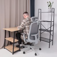 Офисное кресло AksHome Gem (сетка/ткань, серый/белый полиамид) в Солигорске